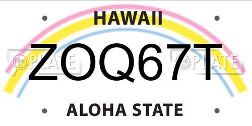ZOQ67T Hawaii License Plate