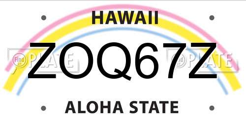 ZOQ67Z Hawaii License Plate