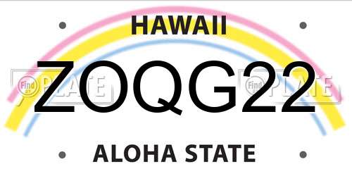 ZOQG22 Hawaii License Plate