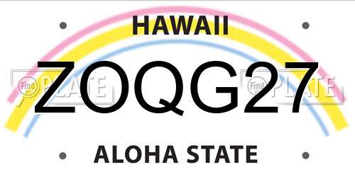 ZOQG27 Hawaii License Plate