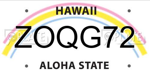 ZOQG72 Hawaii License Plate