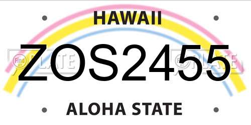 ZOS2455 Hawaii License Plate