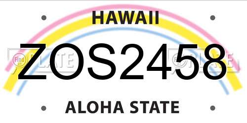 ZOS2458 Hawaii License Plate