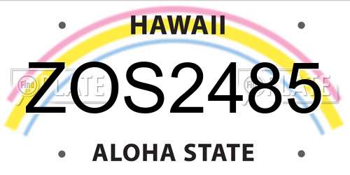 ZOS2485 Hawaii License Plate