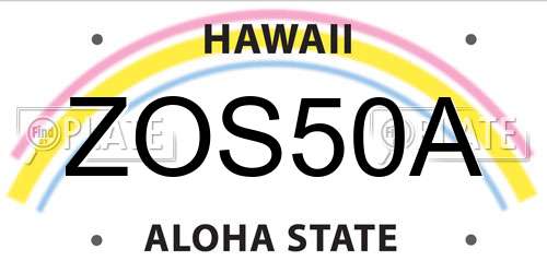 ZOS50A Hawaii License Plate