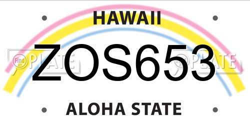 ZOS653 Hawaii License Plate