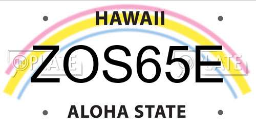 ZOS65E Hawaii License Plate