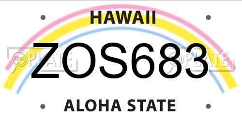ZOS683 Hawaii License Plate