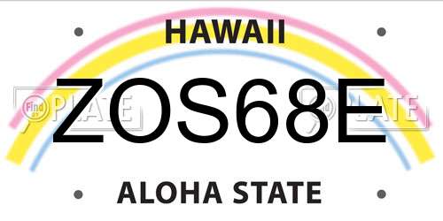 ZOS68E Hawaii License Plate