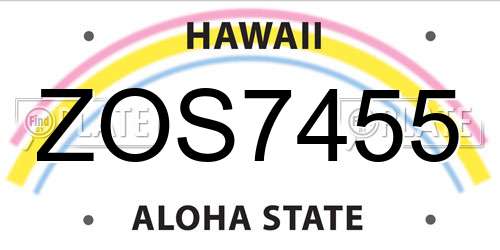 ZOS7455 Hawaii License Plate