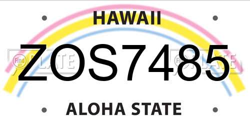ZOS7485 Hawaii License Plate
