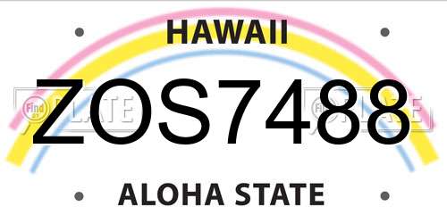 ZOS7488 Hawaii License Plate