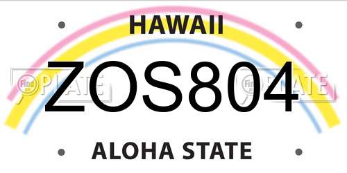 ZOS804 Hawaii License Plate