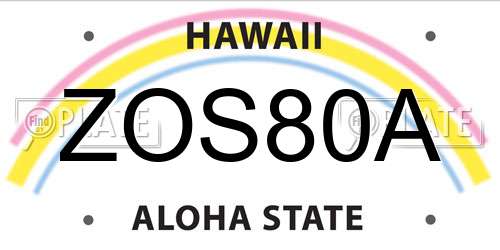 ZOS80A Hawaii License Plate
