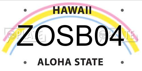 ZOSB04 Hawaii License Plate