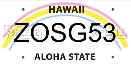 ZOSG53 Hawaii License Plate