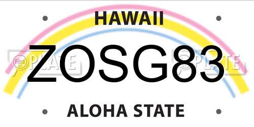 ZOSG83 Hawaii License Plate