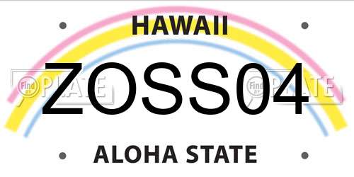 ZOSS04 Hawaii License Plate