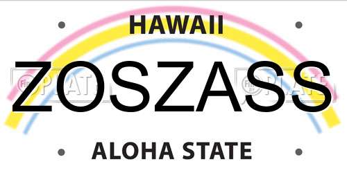 ZOSZASS Hawaii License Plate