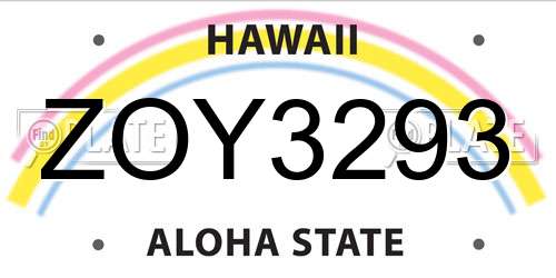 ZOY3293 Hawaii License Plate