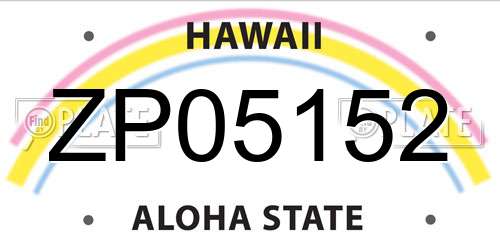 ZP05152 Hawaii License Plate