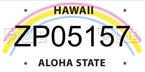 ZP05157 Hawaii License Plate