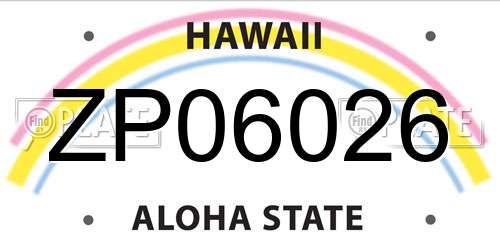 ZP06026 Hawaii License Plate