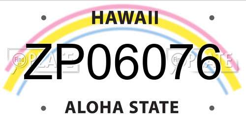 ZP06076 Hawaii License Plate
