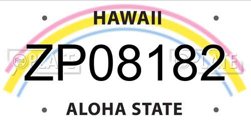 ZP08182 Hawaii License Plate