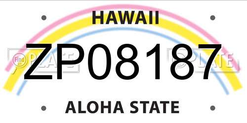 ZP08187 Hawaii License Plate