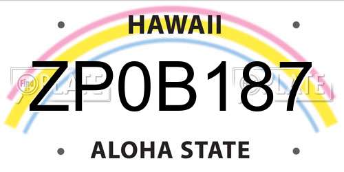 ZP0B187 Hawaii License Plate