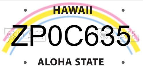 ZP0C635 Hawaii License Plate