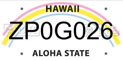 ZP0G026 Hawaii License Plate
