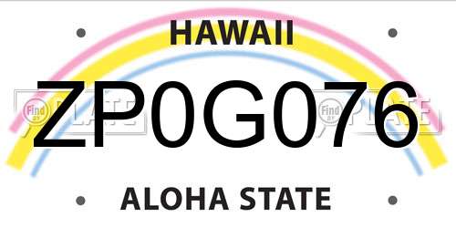 ZP0G076 Hawaii License Plate
