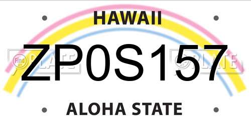 ZP0S157 Hawaii License Plate