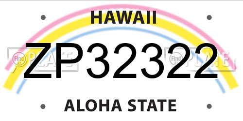 ZP32322 Hawaii License Plate