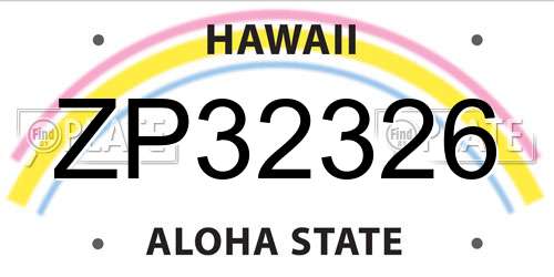 ZP32326 Hawaii License Plate