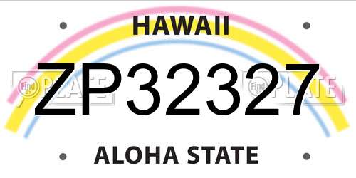 ZP32327 Hawaii License Plate