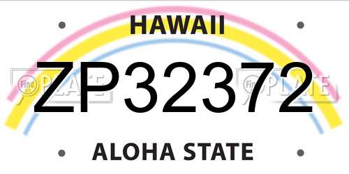 ZP32372 Hawaii License Plate