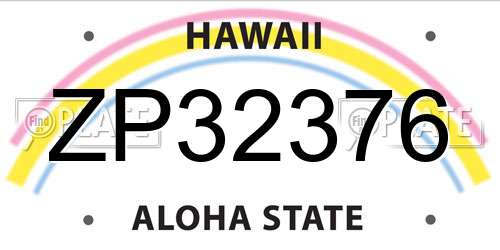 ZP32376 Hawaii License Plate