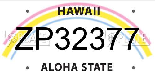 ZP32377 Hawaii License Plate