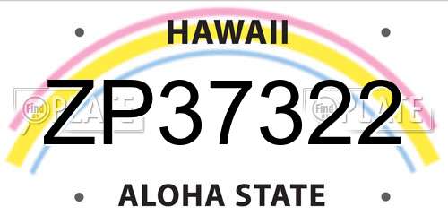 ZP37322 Hawaii License Plate