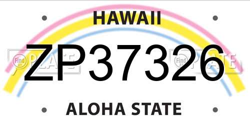 ZP37326 Hawaii License Plate