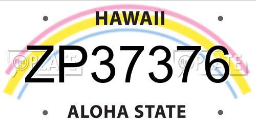ZP37376 Hawaii License Plate