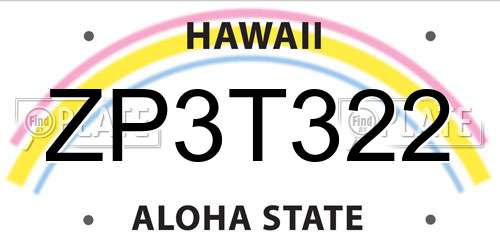 ZP3T322 Hawaii License Plate