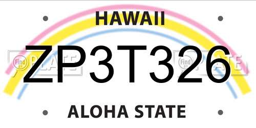 ZP3T326 Hawaii License Plate