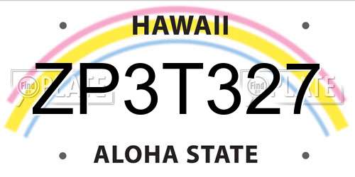 ZP3T327 Hawaii License Plate