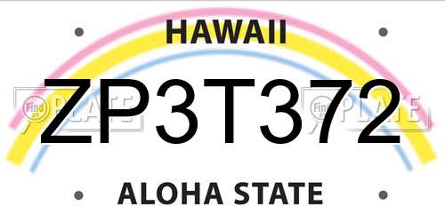 ZP3T372 Hawaii License Plate