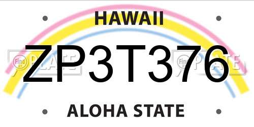 ZP3T376 Hawaii License Plate
