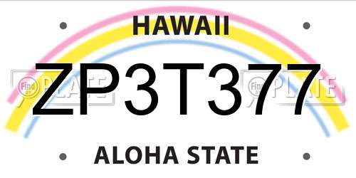 ZP3T377 Hawaii License Plate
